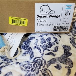 Toms Desert Wedge Olive Herringbone